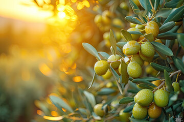 Detalle de aceitunas lista para recolectar para la elaboración de aceite de oliva virgen extra - obrazy, fototapety, plakaty