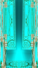 shades of turquoise and gold a ultra-tall lucrative symmetric design