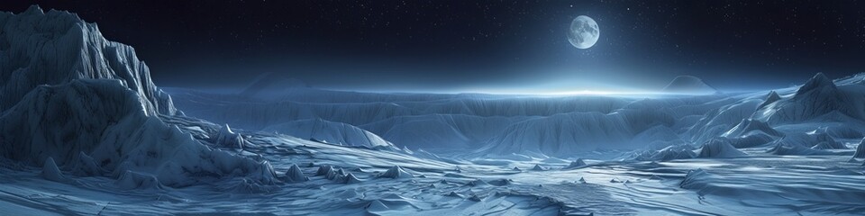 An Ice Age night under a clear, star-filled sky, the ground covered in a thick layer 