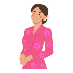 Vector illustration of a graceful Javanese woman in kebaya. Kartini's day concept illustration