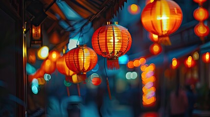 Obraz na płótnie Canvas Photo of a Lunar New Year Celebration, captivating lighting