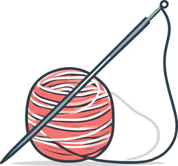 Modern Crochet Hook and Yarn Icon in Delicate Style Vector Illustration
