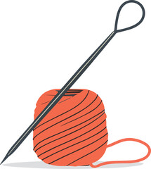 Stylish Yarn and Crochet Hook Vector Illustration
