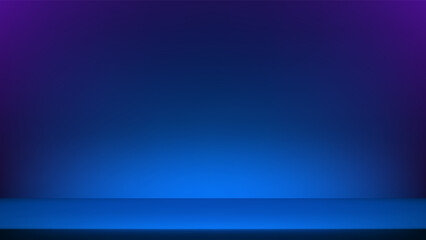 Blue and Black gradient background. Dark blue studio room background. Clean design for displaying product. Space for selling products on the website. Vector illustration.