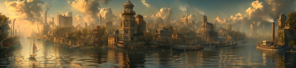 Rising waters Earth, where cities have evolved into waterborne societies, with buildings atop floating foundations and boats as the primary mode of transportation