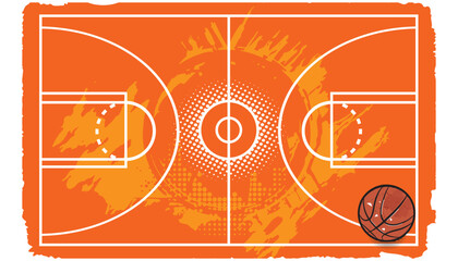 overhead basket court, Basketball pop art design- vector illustration.