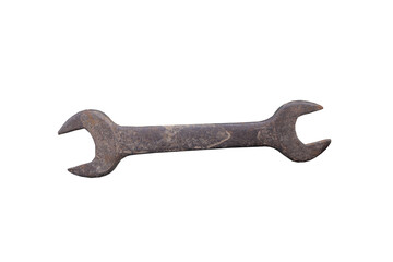 Rusty old spanner and wrench isolated on white background, tools for repair work