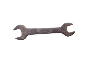 Rusty old spanner and wrench isolated on white background, tools for repair work