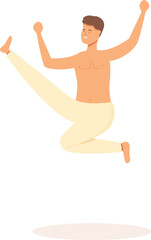 Jump kick icon cartoon vector. Capoeira brazil art. Health school training