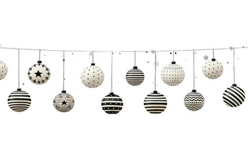 Christmas tree set, Hand drawn illustrations. isolated on a Transparent background. Generative AI