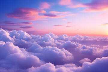 Heavenly Display of Fluffy Clouds: Perfect Blend of Artistic Color Gradient and Dreamy Atmosphere