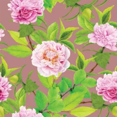 Foto op Canvas peonies floral watercolor seamless pattern illustration © lukasdedi