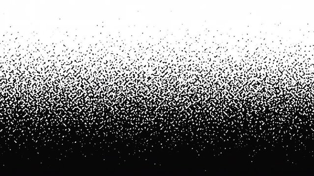 Grunge pixelated dissolve gradient background. Simple black and white pattern. 4k looped video.