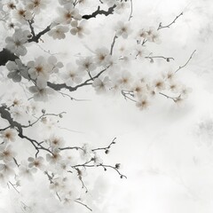 Spring season, cloudy sky, flowering tree, copy space