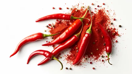 Foto op Plexiglas Red hot chili peppers and powder. © Daniel