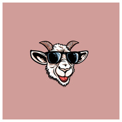 goat wearing sunglasses smile happy