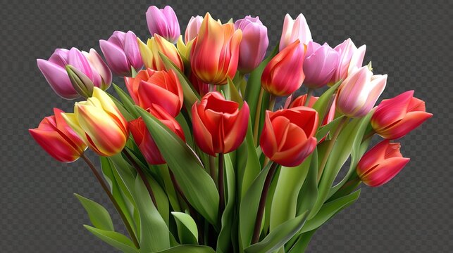 Beautiful Tulip Flower Bouquet for Wedding Isolated

