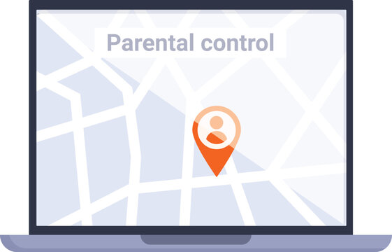Location parental control icon cartoon vector. Online access. Security danger