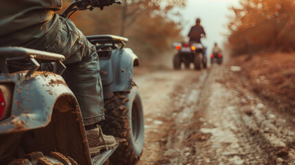 All-terrain vehicle ride on a dirt road.