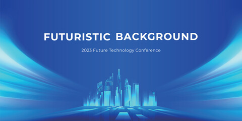 Technology smart city on blue background and abstract smart network concept © JunYao cen