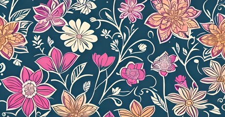 floral background, floral illustration, floral batik, floral motif, modern 4k