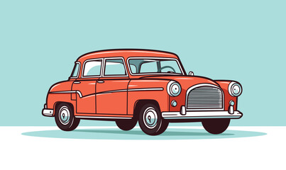 Retro style classic car vector illustration with black outlines, isolated.