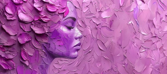 Obraz premium Artistic depiction of a womans face adorned with vibrant purple paint