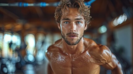 Fototapeta na wymiar man, lifestyle, sport, exercise, male, training, fitness, adult, workout, sporty, young, person, people, healthy, fit, athlete, handsome, body, muscular, caucasian, health, sportswear, run, activity, 