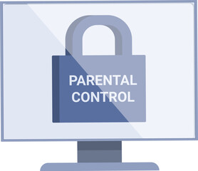 Parental control icon cartoon vector. Online safe care. Remote digital block