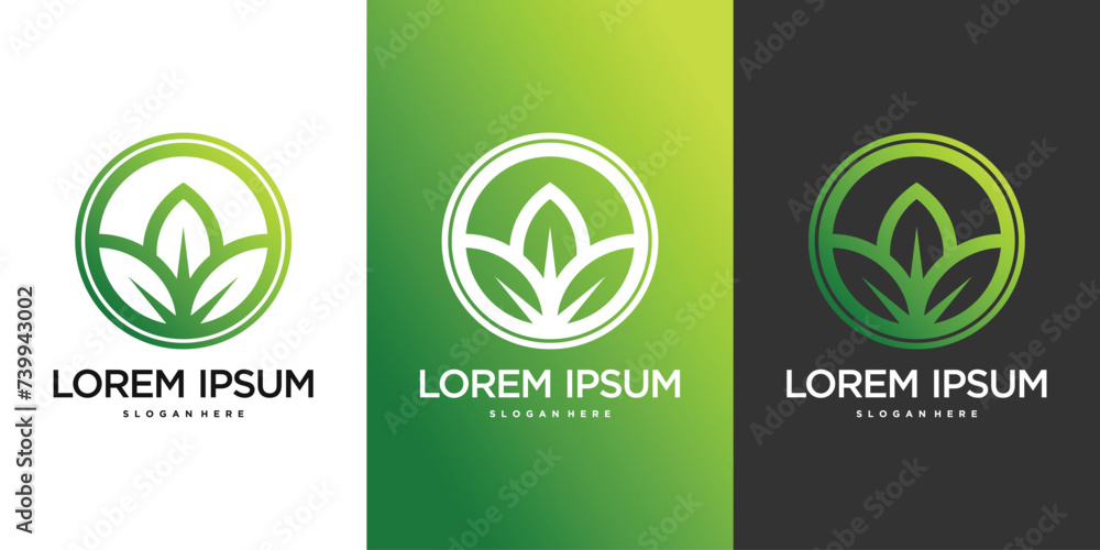 Canvas Prints Leaf logo design with unique circles and gradients. Premium Vector