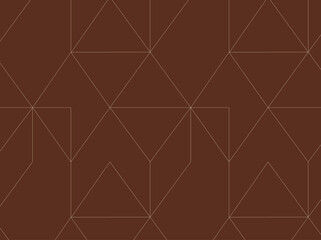 Art deco triangle seamless vintage pattern drawing on brown background.