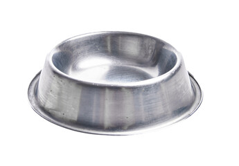  Empty metallic bowl of dog food texture