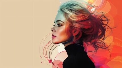 Abstract portrait of fashionable blonde woman. AI generated image. - obrazy, fototapety, plakaty