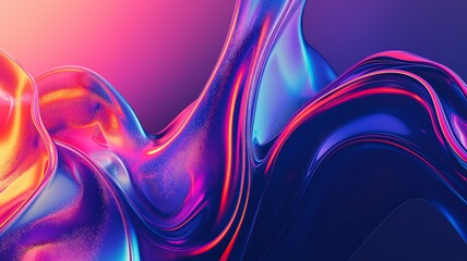 Abstract Liquid Art with Vibrant Pink and Blue Hues, Dynamic Swirls and Glowing Particles for Creative Backgrounds