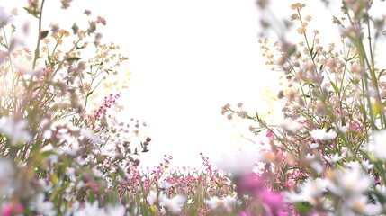 Dainty Wildflowers as a Frame Border - Isolated Floral Composition

