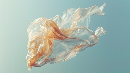 3D Model of Floating Plastic Bag in Abstract Ethereal Style