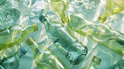 Plastic Bottles over Blue Surface with Solarization - obrazy, fototapety, plakaty
