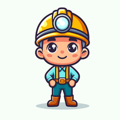 Cartoon character miner, flat colors