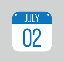 July 2 icon isolated on light background. Calendar vector symbol modern for the month of July