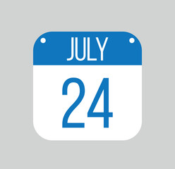 July 24 icon isolated on light background. Calendar vector symbol modern for the month of July