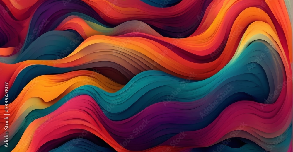 Poster digital abstract colorful wavy lines background, abstract background with a fluid design of warm and