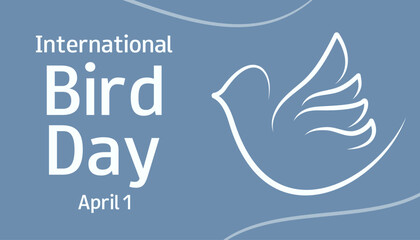 International Bird Day. April 1. Ecological holiday. Bird conservation concept. Horizontal vector banner, greeting card, poster, flyer.