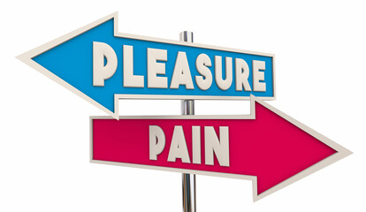 Pleasure or Pain Arrow Signs Good Vs Bad Feelings Emotions 3d Illustration