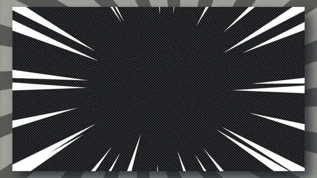 Black and white Comic Pop Art Background with Polks Dots and Fast Speed Lines | Black and white Comic Pop Art Background Motion Graphics
