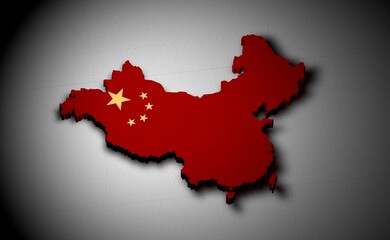 Naklejka premium China map in national flag colors. 3D illustration.