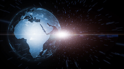 Fototapeta premium Earth planet in artistic cyberspace space illustration background