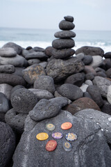 Stone baech and chakra healing crystals. Witchcraft, herbal medicine and healing, Magic healing...