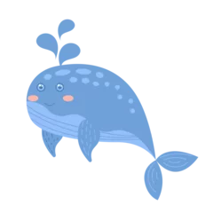 Crédence de cuisine en verre imprimé Baleine Cute whale. Sea and ocean animal. Underwater life. Children's  Vector illustration isolated on white background