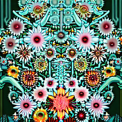 Fototapeta na wymiar seamless pattern with flowers Generative AI