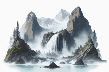 Immerse yourself in the enchanting beauty of Middle Earth with this captivating image of a majestic waterfall.